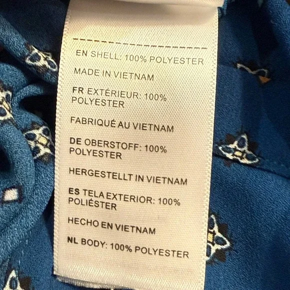 UNTUCKit Women's Natalie Button Front Shirt Blue Geometric Print 0 Classic - Picture 8 of 14